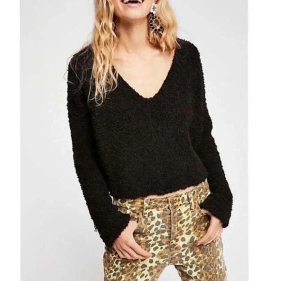 Free People Song Bird Black Popcorn Sweater - Picture 5 of 6